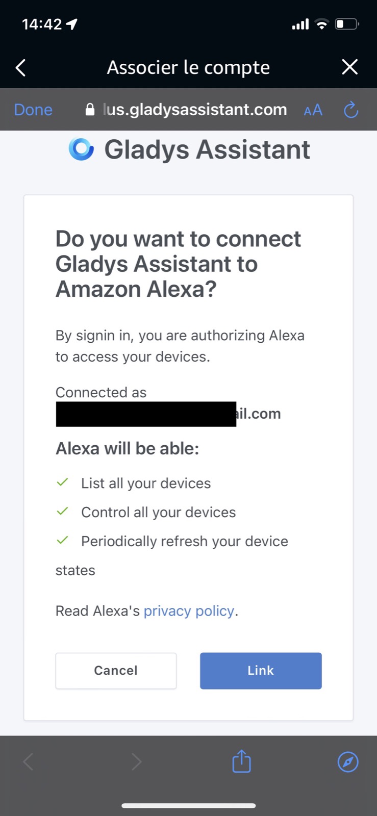 Alexa integration in Gladys