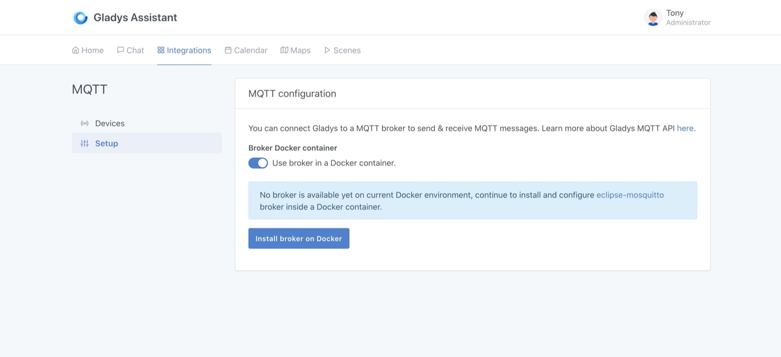 Configure a MQTT broker in Gladys Assistant