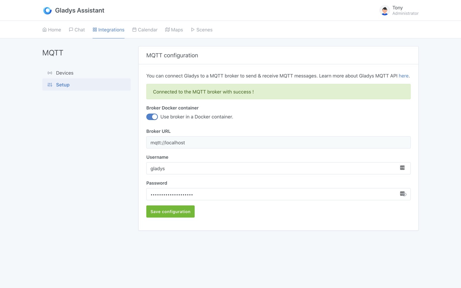 Configure a MQTT broker in Gladys Assistant