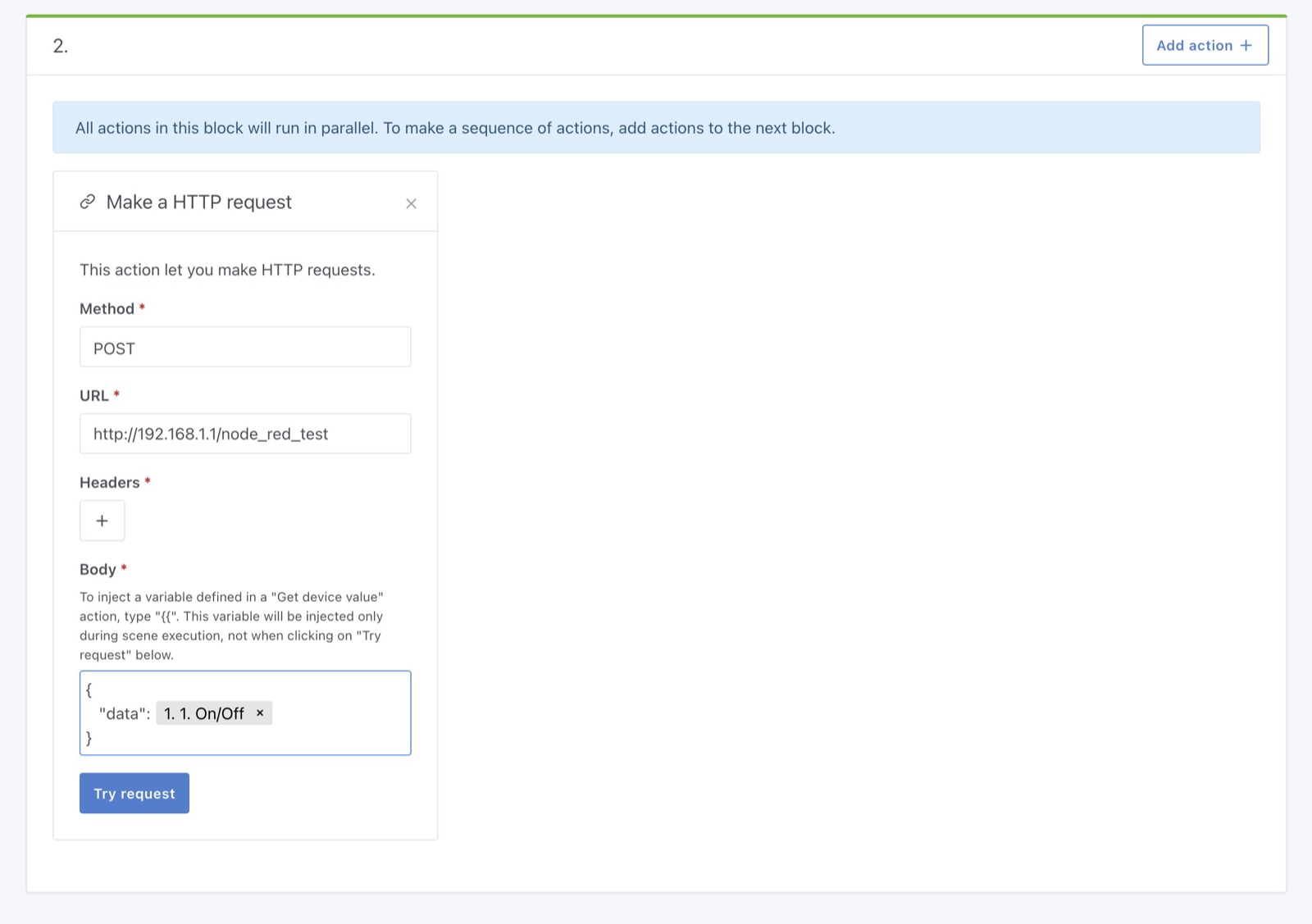 Inject variable in HTTP Request scene